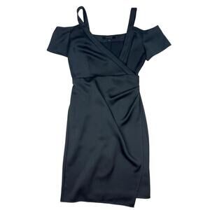 AllSaints Cadia Midi Cold Shoulder Wrap Dress Black Size 4 US